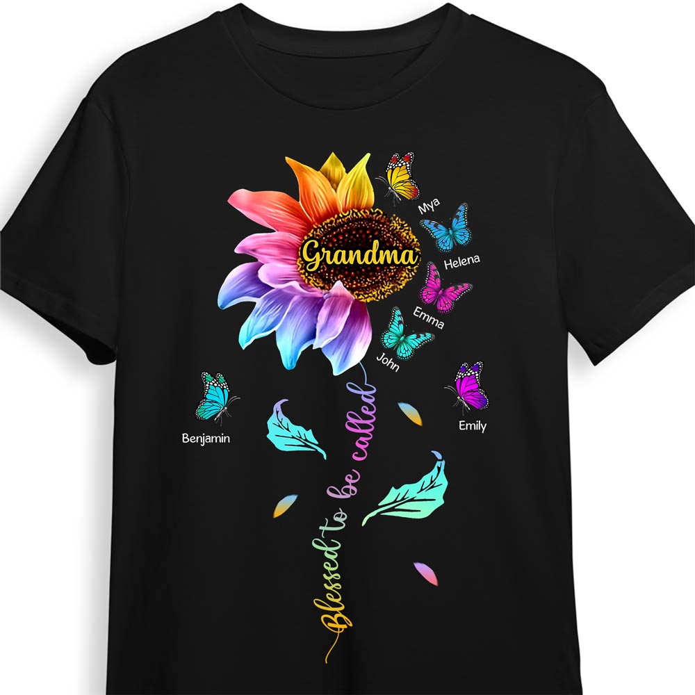 Personalized Gift For Grandma Colorful Sunflower With Butterflies Shirt Hoodie Sweatshirt 32526 Primary Mockup