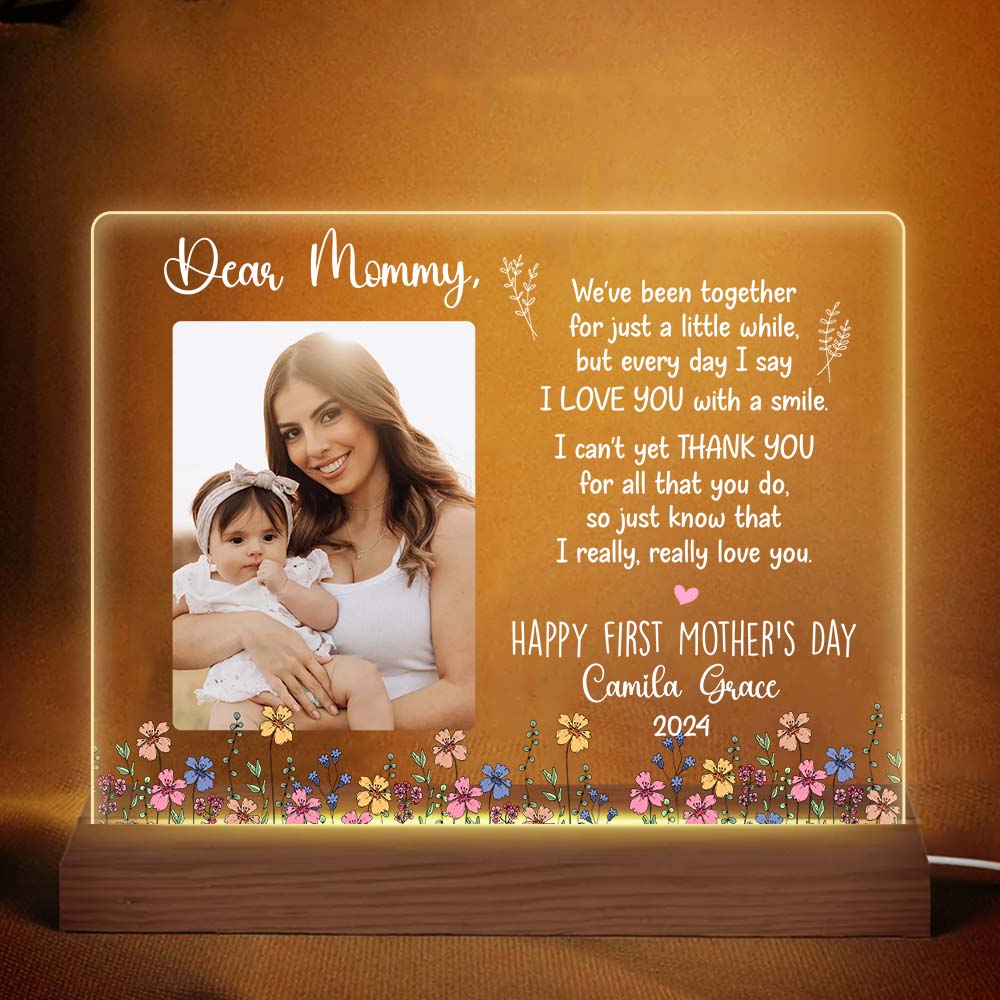 Personalized Gift For First Mother's Day Plaque LED Lamp Night Light 32684 Primary Mockup
