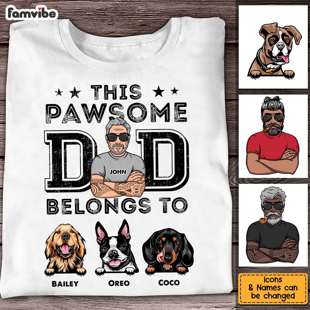Personalized Gift For Dog Dad This Pawsome Dad Belongs To Shirt Hoodie Sweatshirt 32991 Primary Mockup