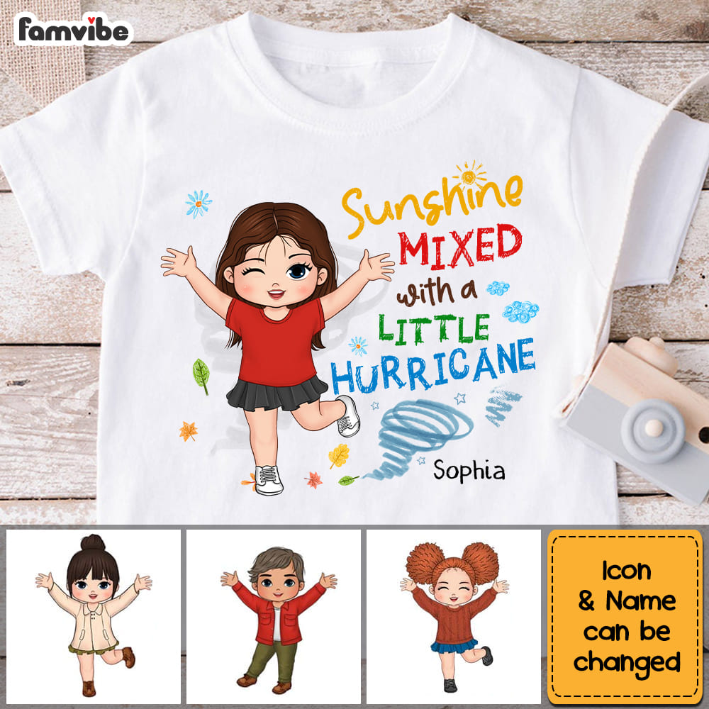 Personalized Sunshine Mixed With A Little Hurricane Kid T Shirt - Kid Hoodie - Kid Sweatshirt 33006 Mockup 2