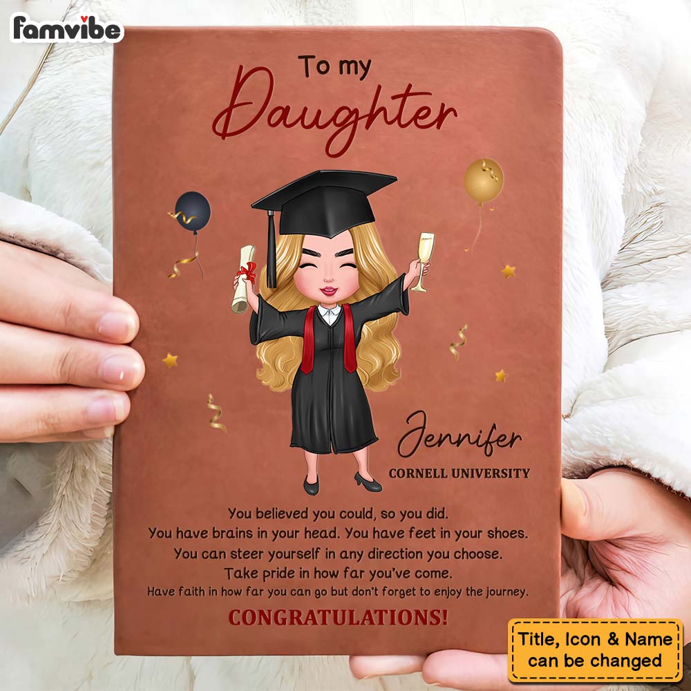 Personalized Gift For Daughter Graduation Leather Cover Notebook 33013 Primary Mockup