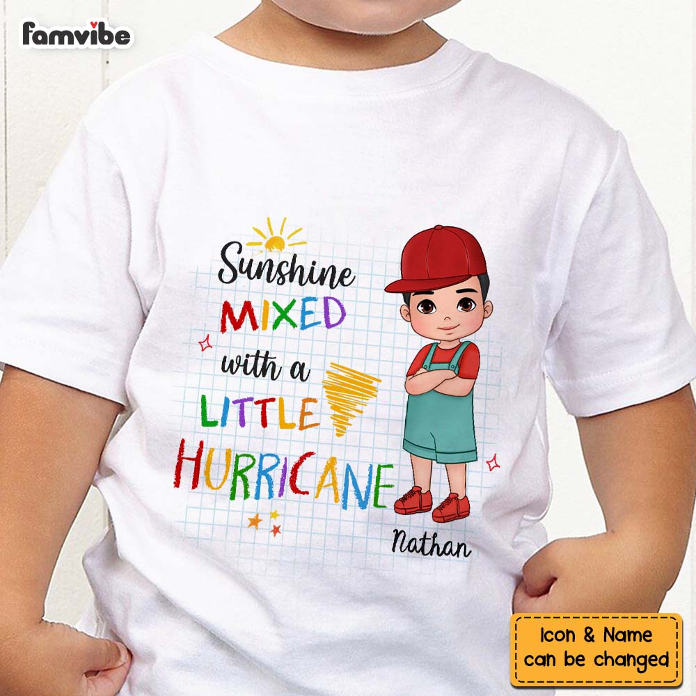 Personalized Gift For Grandson Sunshine Mixed With Hurricane Kid T Shirt - Kid Hoodie - Kid Sweatshirt 33020 Mockup 2