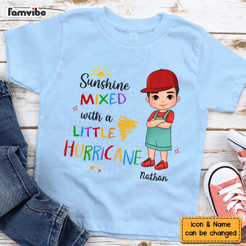 Personalized Gift For Grandson Sunshine Mixed With Hurricane Kid T Shirt - Kid Hoodie - Kid Sweatshirt 33020 Mockup 2