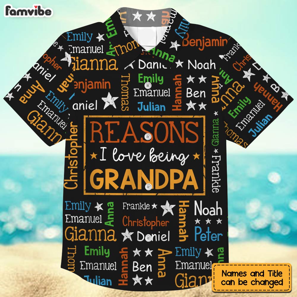 Personalized Gift For Grandpa Word Art Hawaiian Shirt 33052 Primary Mockup