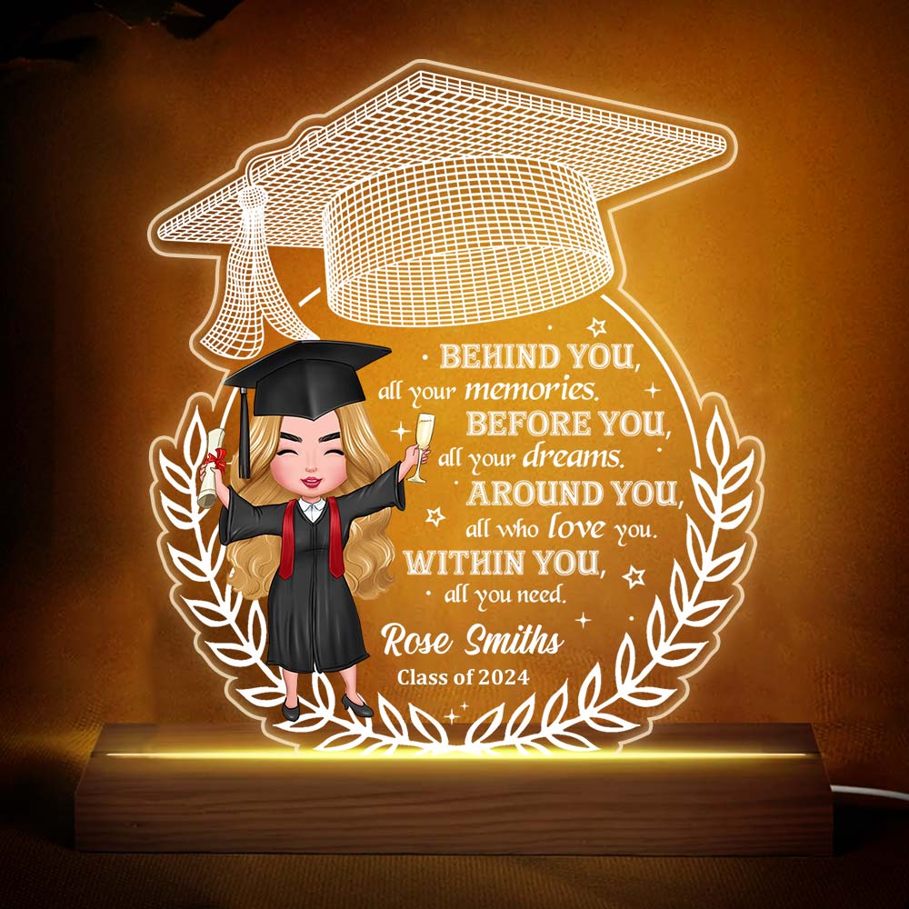 Personalized Graduation Gift Behind You All Your Memories Plaque LED Lamp Night Light 33072 Primary Mockup