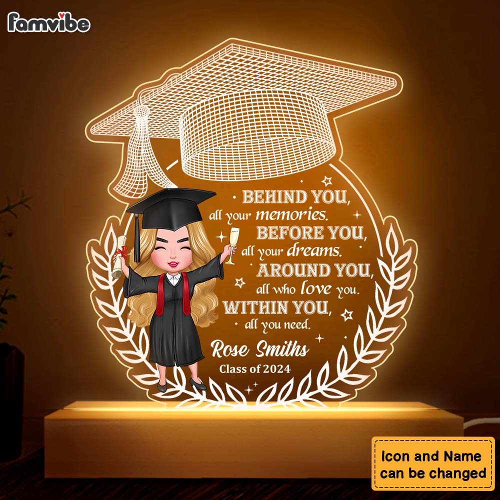 Personalized Graduation Gift Behind You All Your Memories Plaque LED Lamp Night Light 33072 Primary Mockup