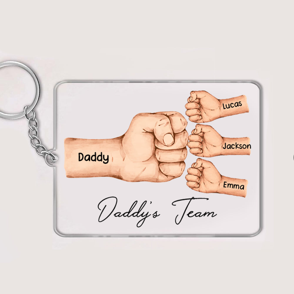 Personalized  Daddy's Team Fist Bump Acrylic Keychain 33092 Primary Mockup