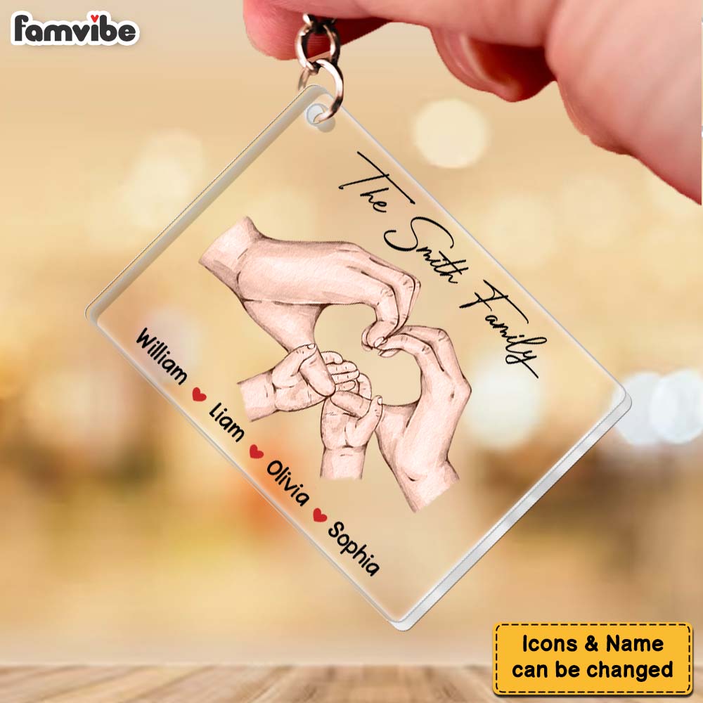 Personalized Gift For Family Hands Watercolor Acrylic Keychain 33100 Primary Mockup