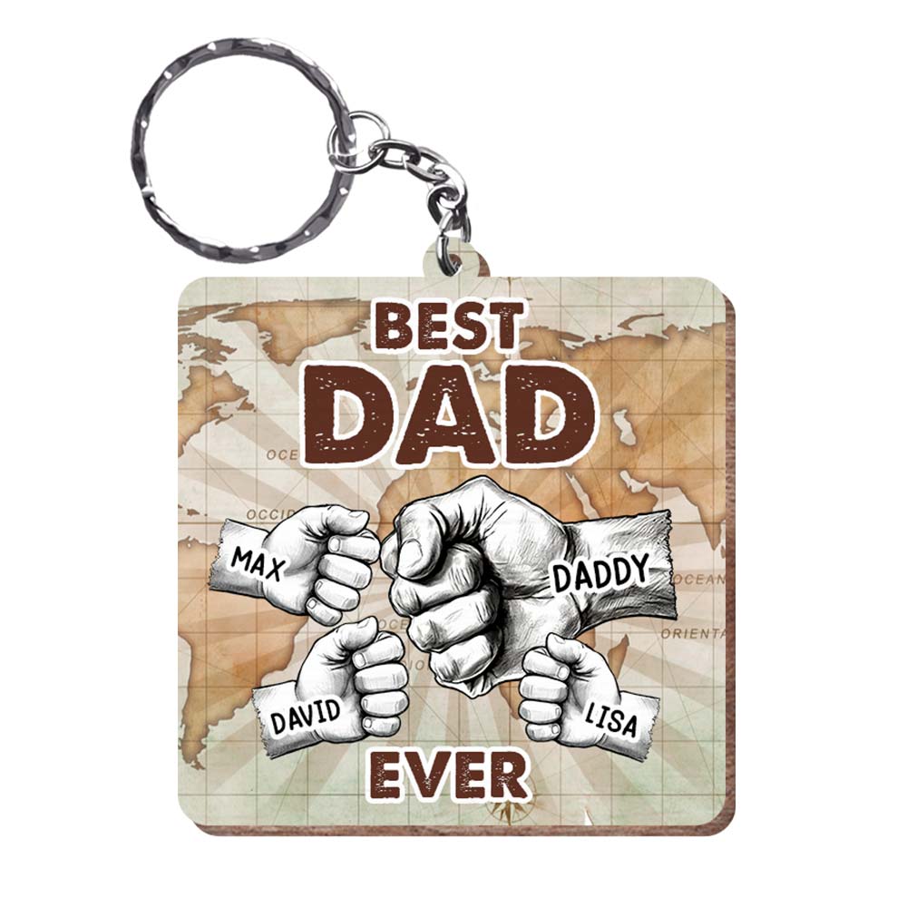 Personalized Gift For Dad Best Dad Ever Wood Keychain 33103 Primary Mockup