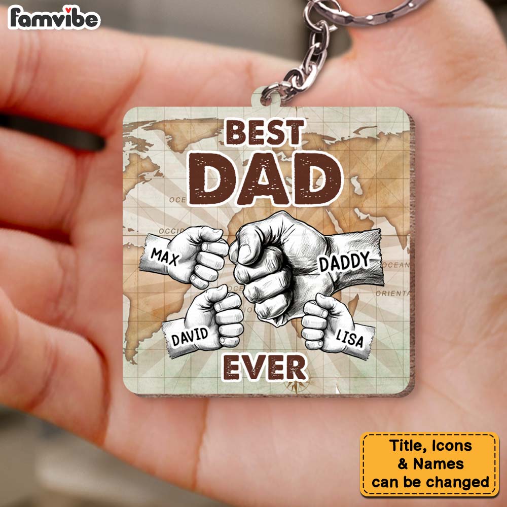 Personalized Gift For Dad Best Dad Ever Wood Keychain 33103 Primary Mockup
