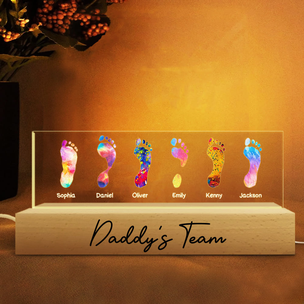 Personalized Gift For Dad Footprints Acrylic Name Night Light 33158 Primary Mockup