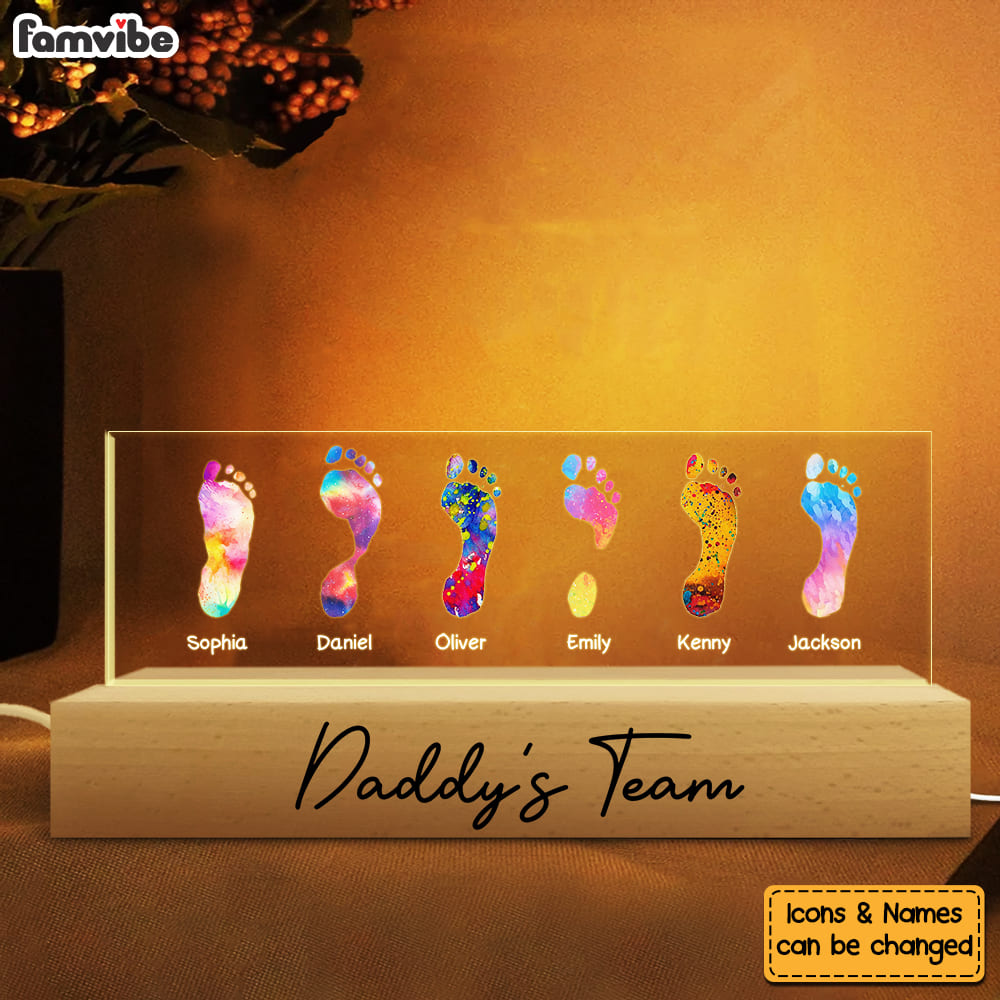 Personalized Gift For Dad Footprints Acrylic Name Night Light 33158 Primary Mockup