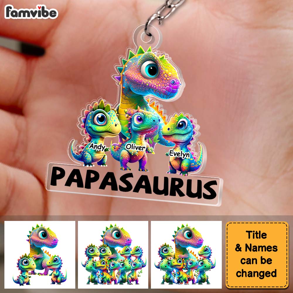 Personalized Gift For Papasaurus Acrylic Keychain 33250 Primary Mockup