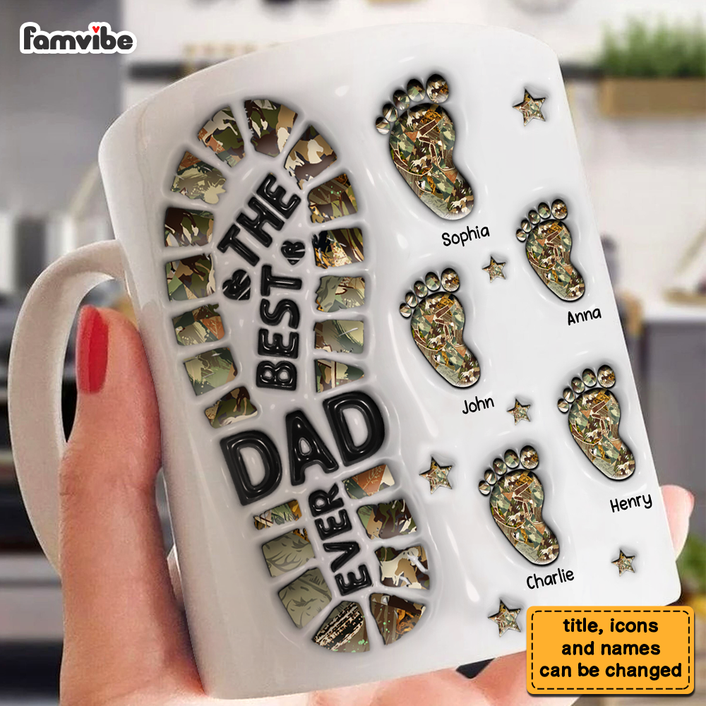 Personalized Gift For Dad Grandpa Footprints 3D Inflated Mug 33263 Primary Mockup