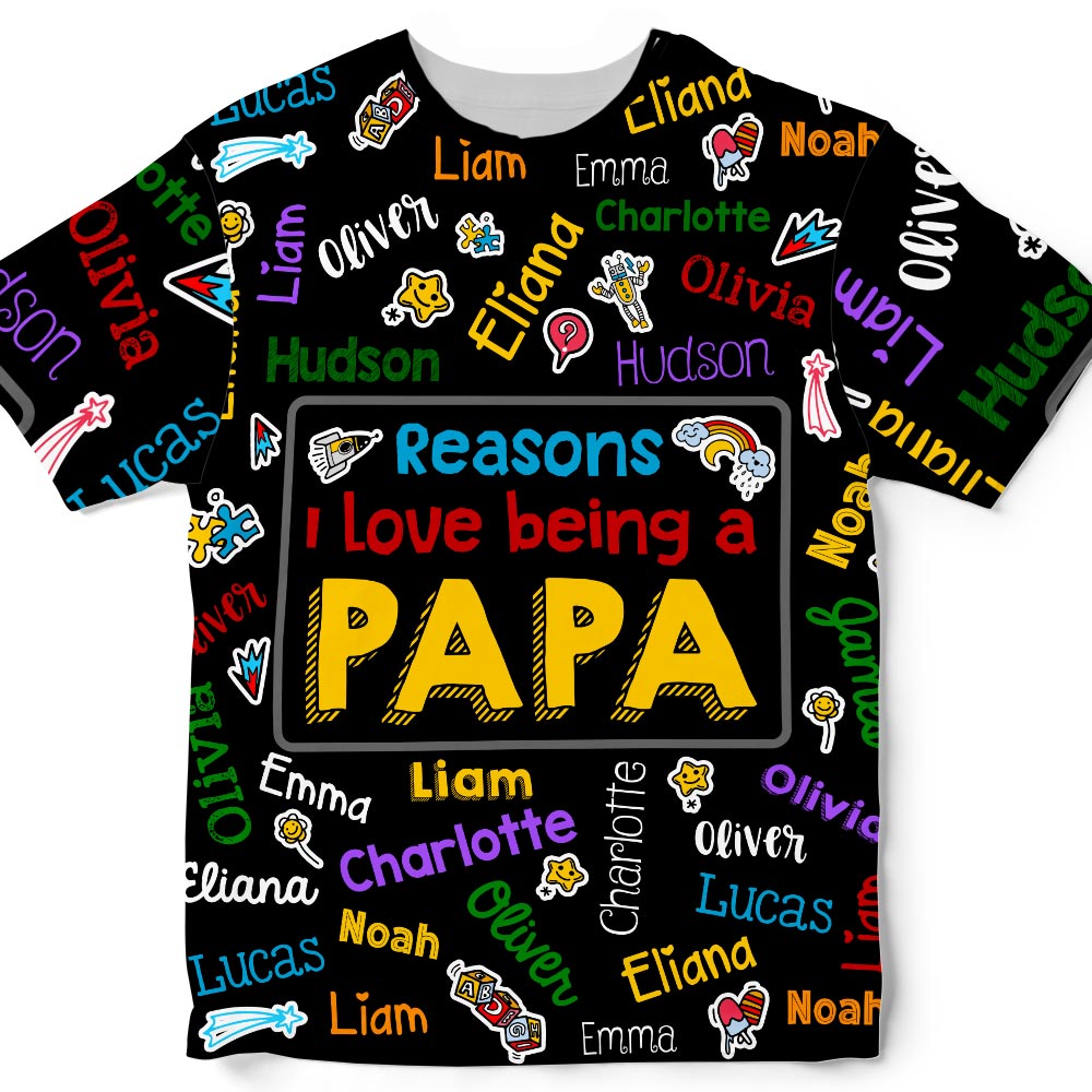 Personalized Gift for Grandpa Kids Name Word Art All-over Print T Shirt - Hoodie - Sweatshirt 33278 Primary Mockup