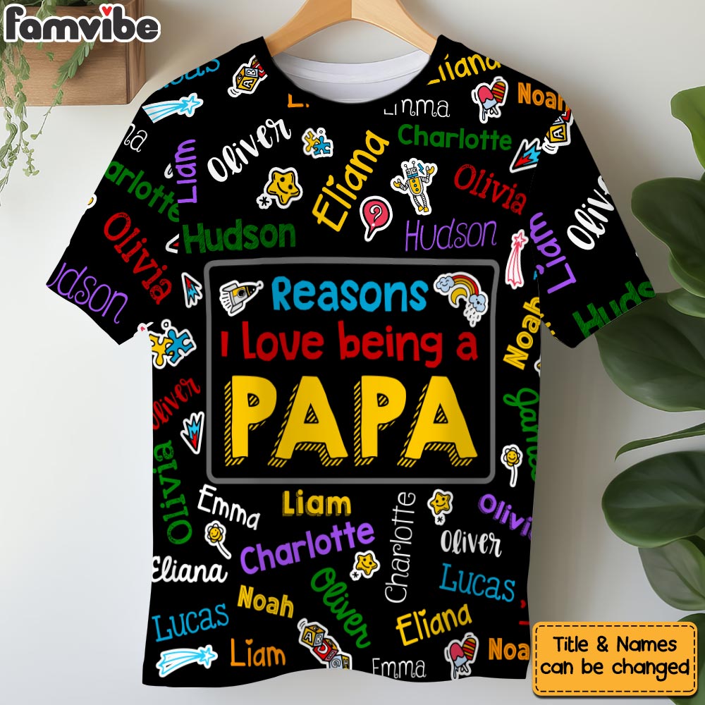 Personalized Gift for Grandpa Kids Name Word Art All-over Print T Shirt - Hoodie - Sweatshirt 33278 Primary Mockup