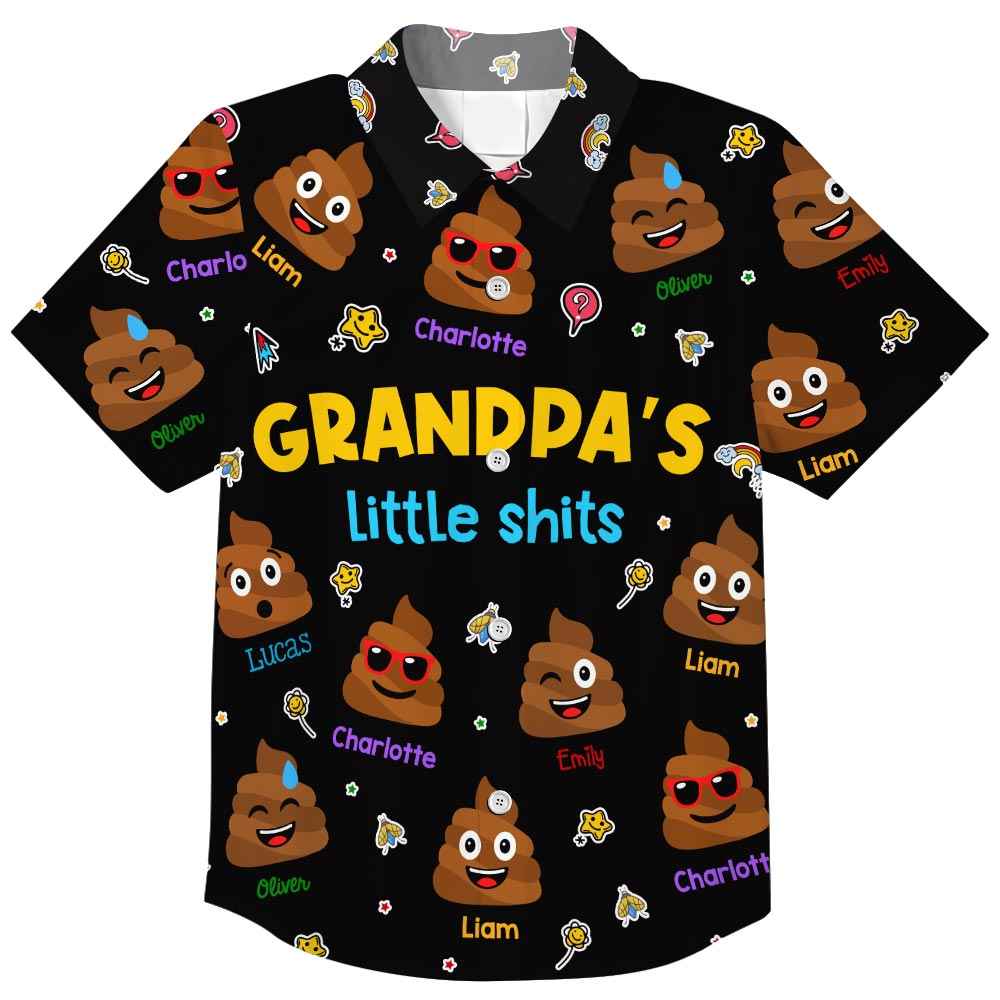 Personalized Funny Gift For Dad Grandpa Little Sh*t Hawaiian Shirt 33342 Primary Mockup