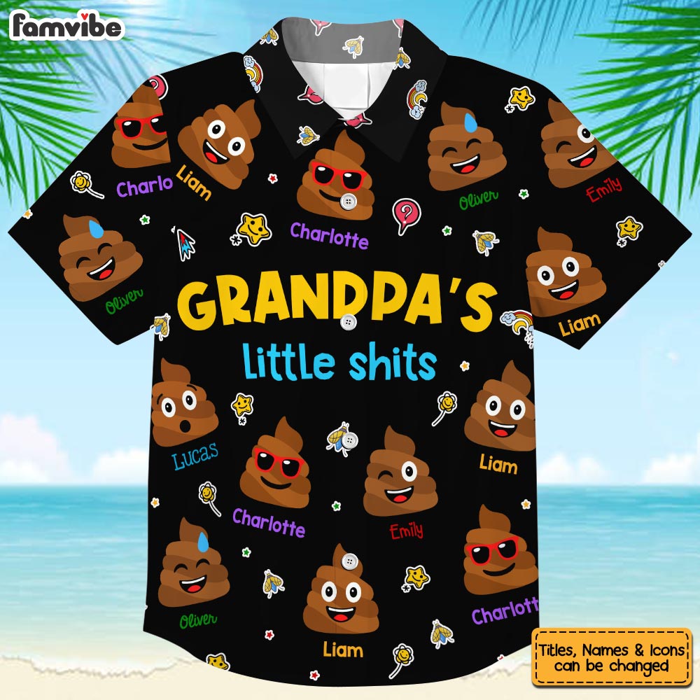 Personalized Funny Gift For Dad Grandpa Little Sh*t Hawaiian Shirt 33342 Primary Mockup