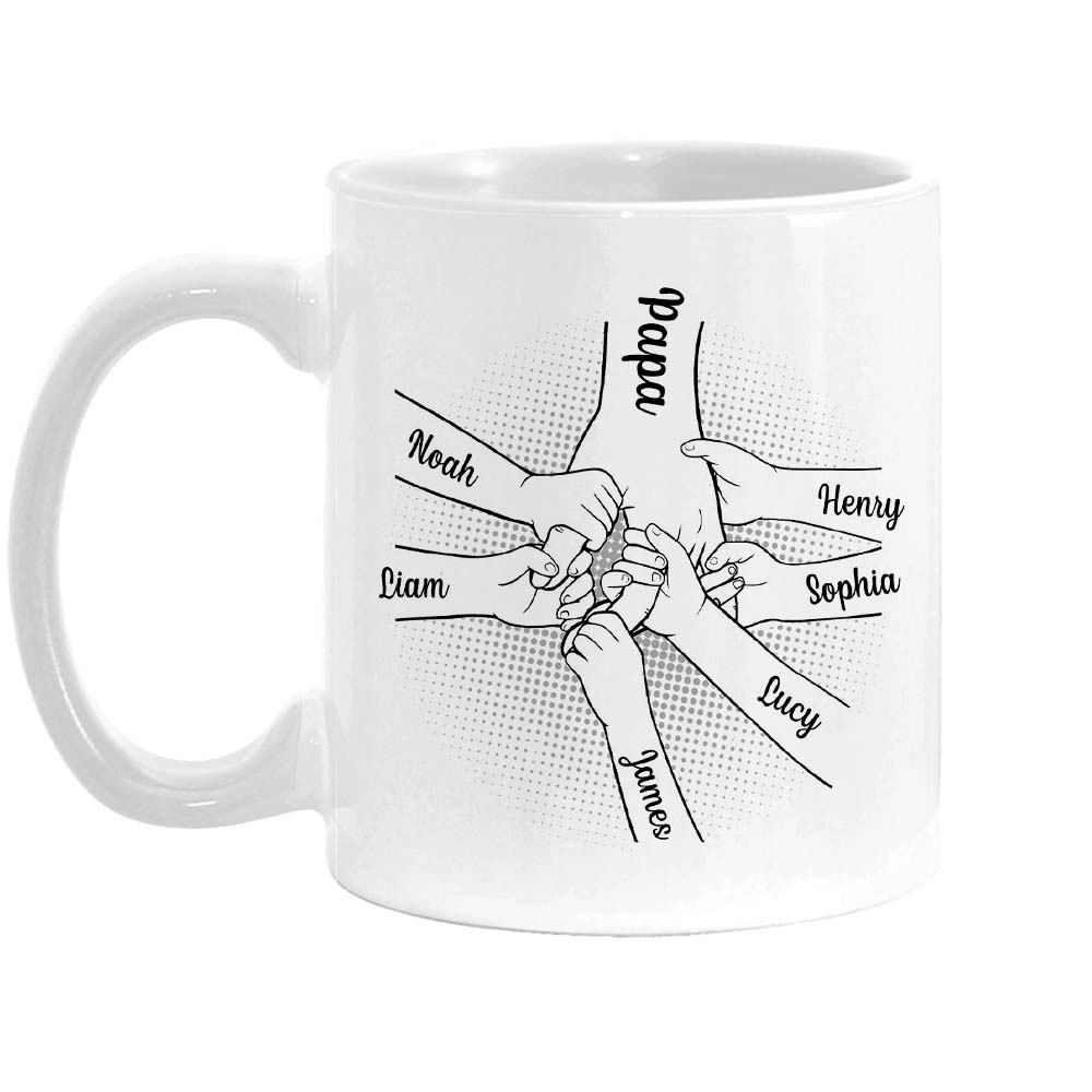 Personalized Dad Papa Kids Hand in Hand Mug 33439 Primary Mockup