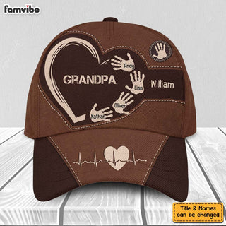 Personalized For Grandpa Dad Kids Handprints Cap 33659 Primary Mockup
