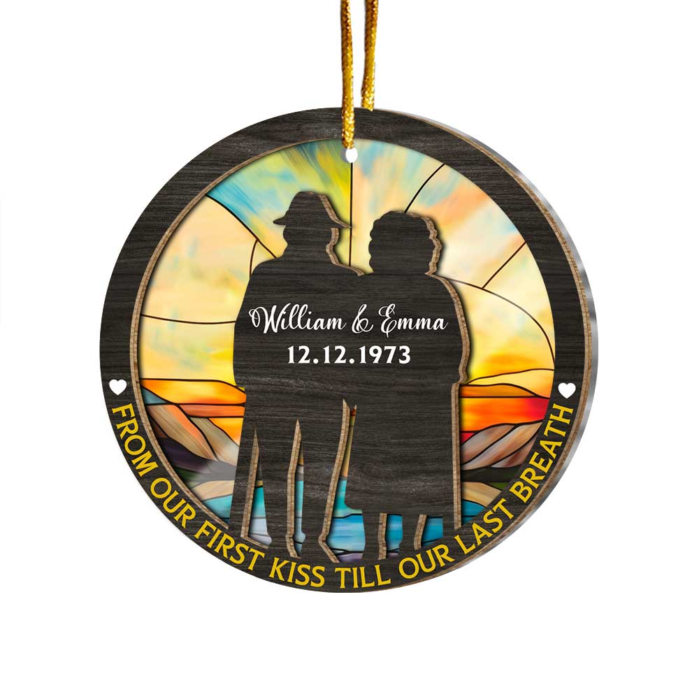 Personalized 50th Wedding Anniversary Gift For Couple 2 Layered Mix Ornament 29747