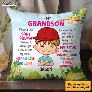 Personalized 'Hug This' Pillow - Grandma's Special Gift for Grandson