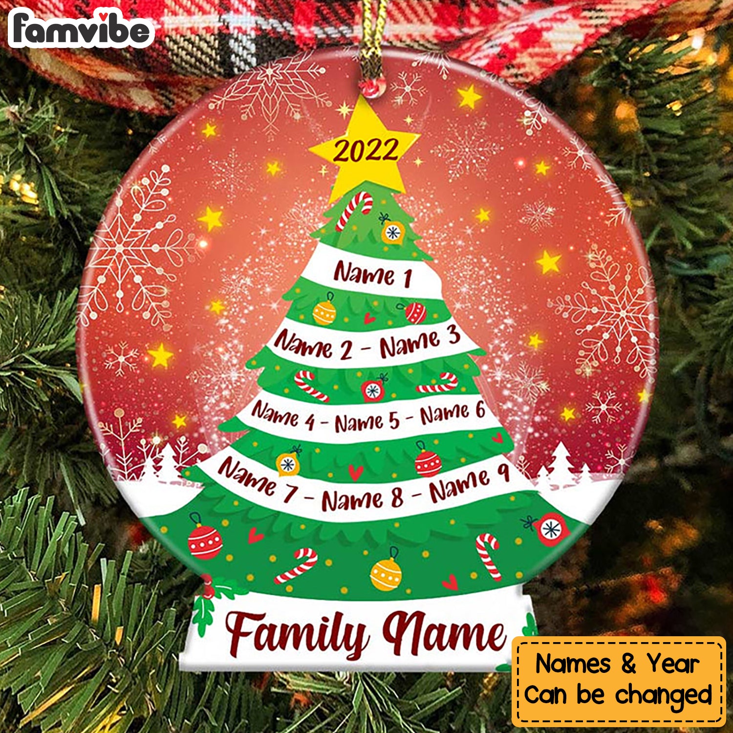 Personalized Christmas Family Tree Snow Globe Ornament OB302 26O36