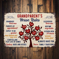 Personalized Grandma Grandpa Grandparents House Rules Metal Sign JR73 85O32 thumb 1