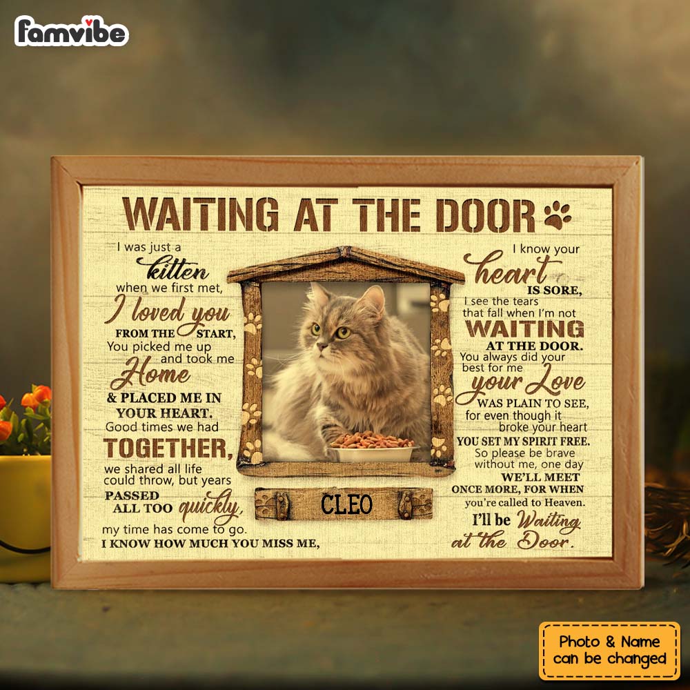 Personalized Gift For Cat Lover Waiting At The Door Picture Frame Light Box 31663 Primary Mockup