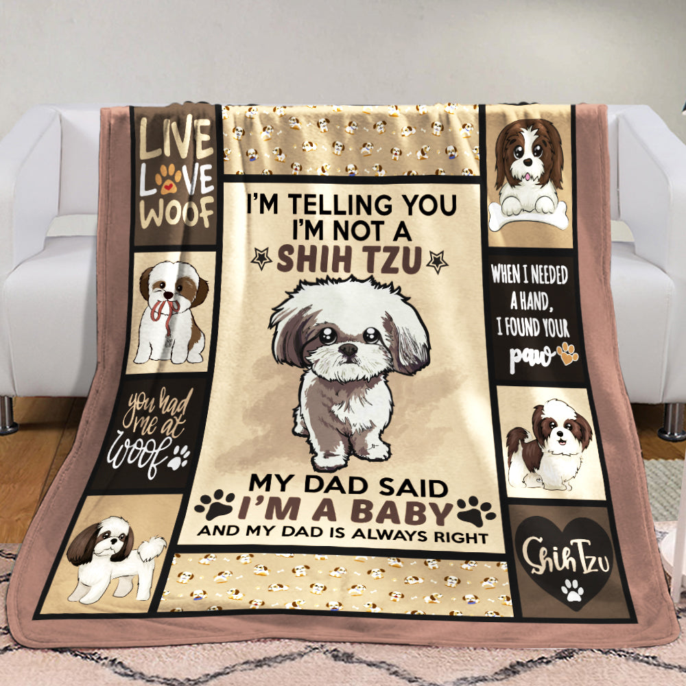 Shih Tzu Dog Dad Fleece Blanket OCT1601 68O56