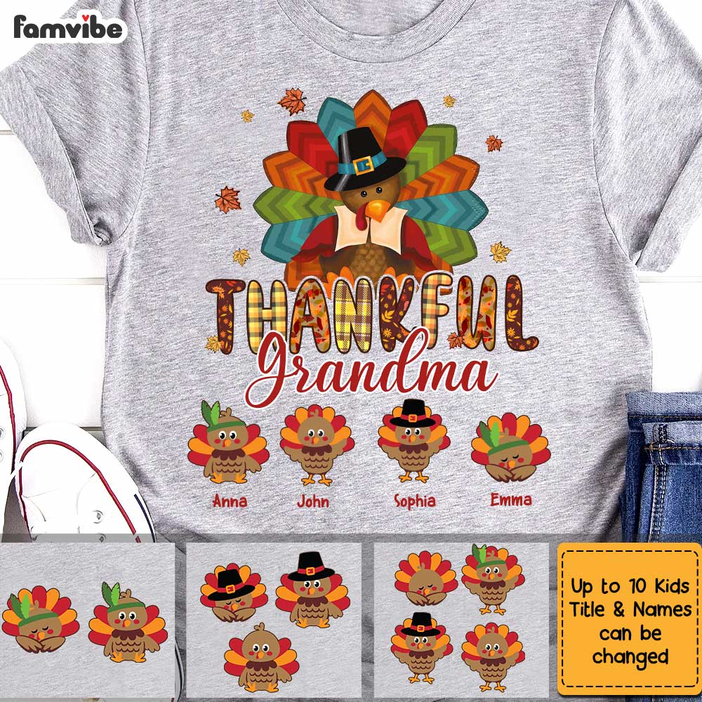 Personalized Thankful Grandma Thanksgiving Turkey Shirt OB83 58O34 Primary Mockup