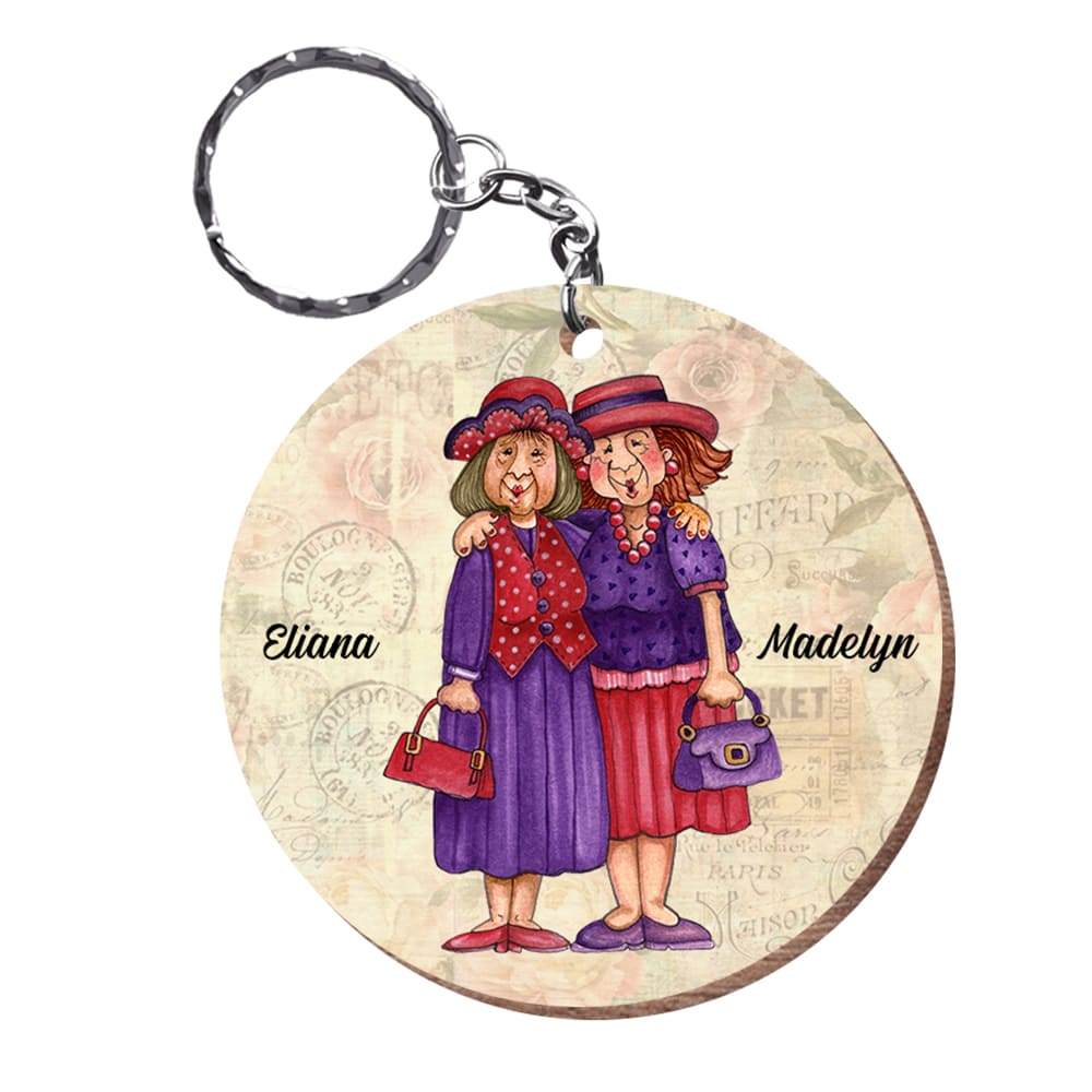 Personalized Friends Are The Sisters We Choose Wood Keychain 22659 Primary Mockup