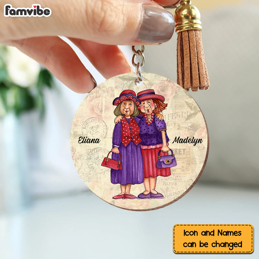 Personalized Friends Are The Sisters We Choose Wood Keychain 22659 Primary Mockup