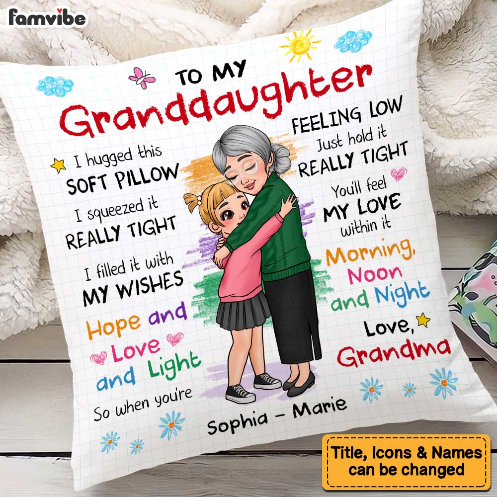 Personalized Gift For Granddaughter Hug This Pillow 23171 Primary Mockup