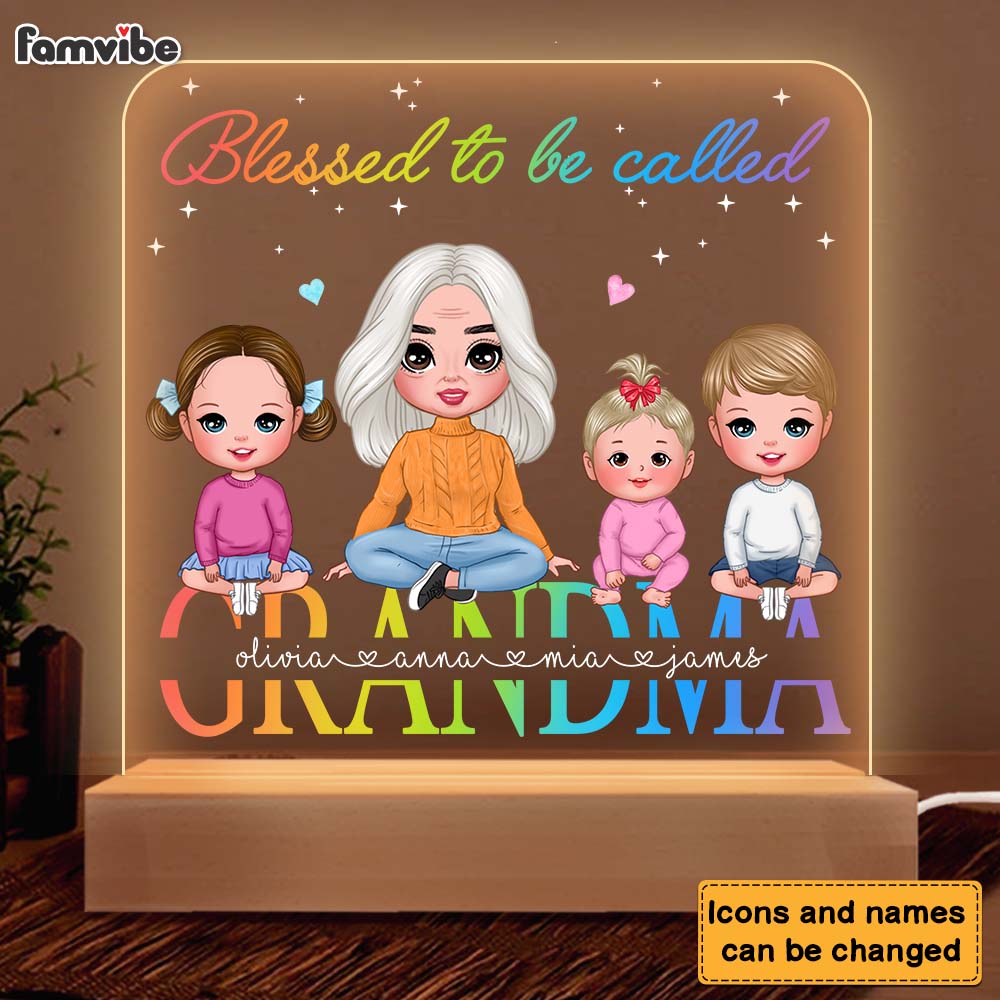 Personalized Blessed To Be Called Grandma Plaque LED Lamp Night Light 23284 Primary Mockup