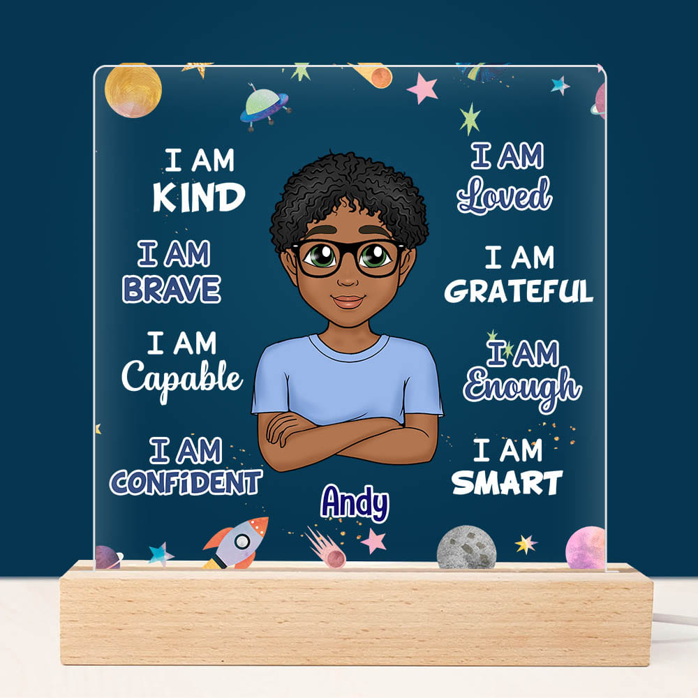 Personalized Gift For Grandson I Am Kind Plaque LED Lamp Night Light 23473 Primary Mockup