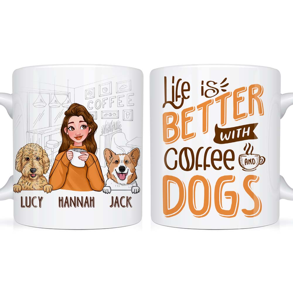 Personalized Life Is Better With Coffee And Dogs Mug 24095 Primary Mockup