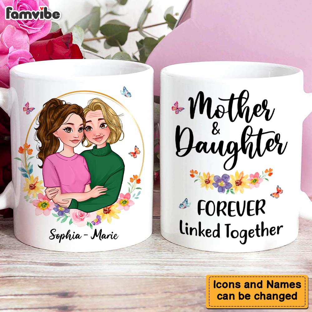 Personalized Mother And Daughter Forever Linked Together Mug 24200 Primary Mockup