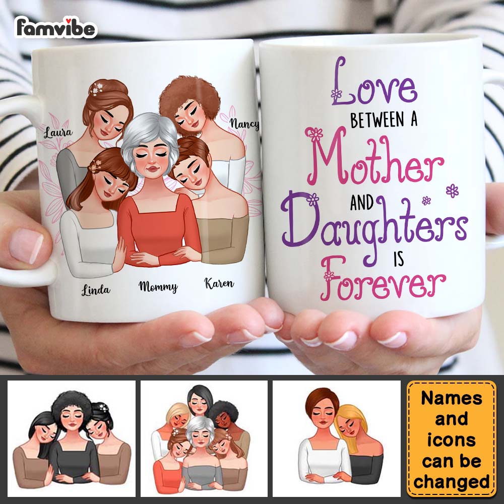 Personalized Love Between A Mother and Daughters Is Forever Mug 24315 Primary Mockup