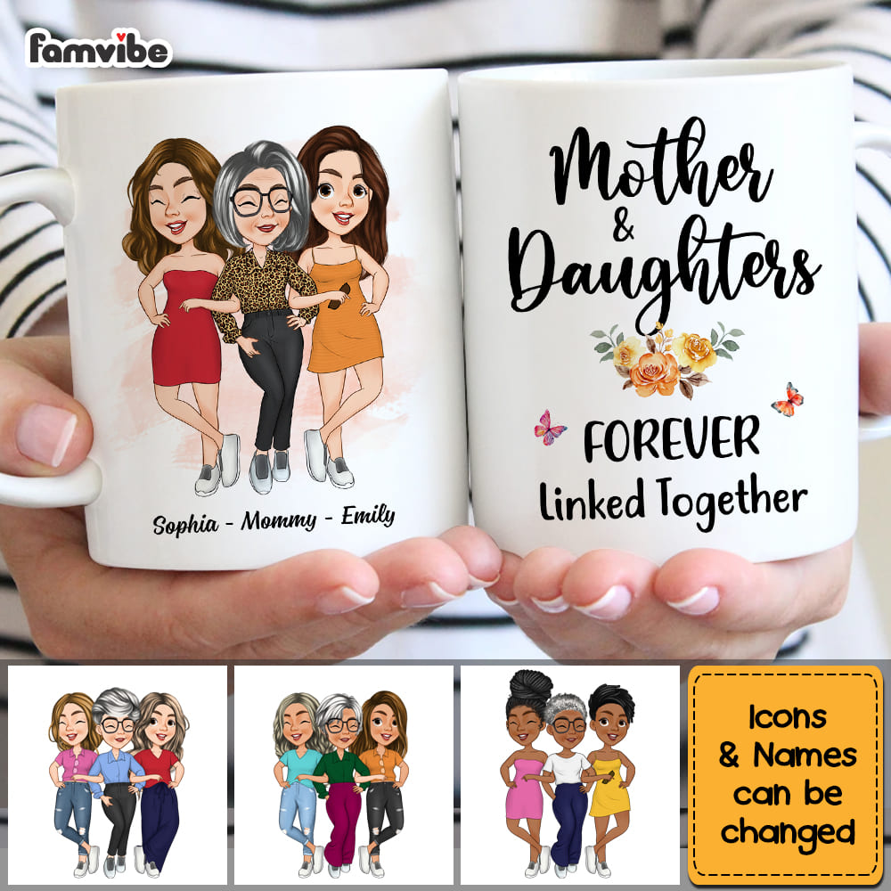 Personalized Gift For Mom Daughter Forever Linked Together Mug 24387 Primary Mockup