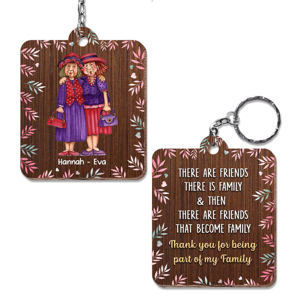 Personalized Friends Become Family Wood Keychain NB13 30O53 Primary Mockup
