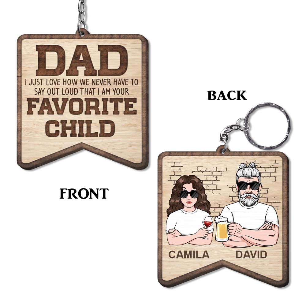 Personalized Gift For Dad  I Am Your Favorite Child Wood Keychain 24767 Primary Mockup