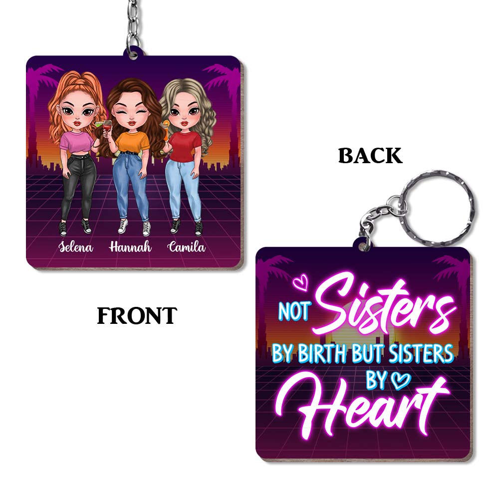 Personalized Gift for Friends Not Sisters By Birth But Sisters By Heart Wood Keychain 24785 Primary Mockup