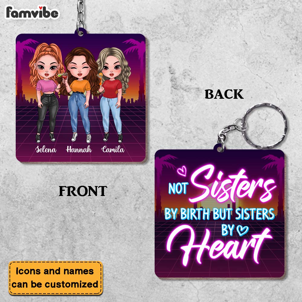Personalized Gift for Friends Not Sisters By Birth But Sisters By Heart Wood Keychain 24785 Primary Mockup
