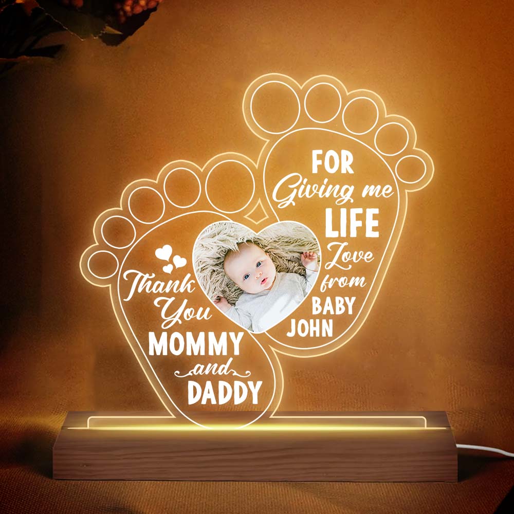 Personalized Gift For New Daddy And New Mommy Plaque LED Lamp Night Light 24918 Primary Mockup