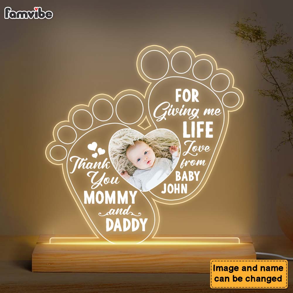 Personalized Gift For New Daddy And New Mommy Plaque LED Lamp Night Light 24918 Primary Mockup