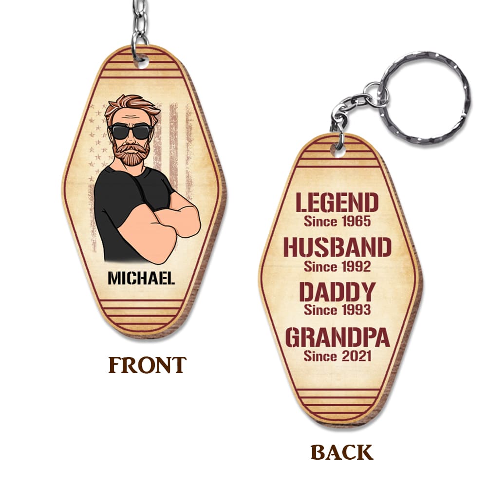 Personalized Gift For Dad Grandpa Wood Keychain 25195 Primary Mockup