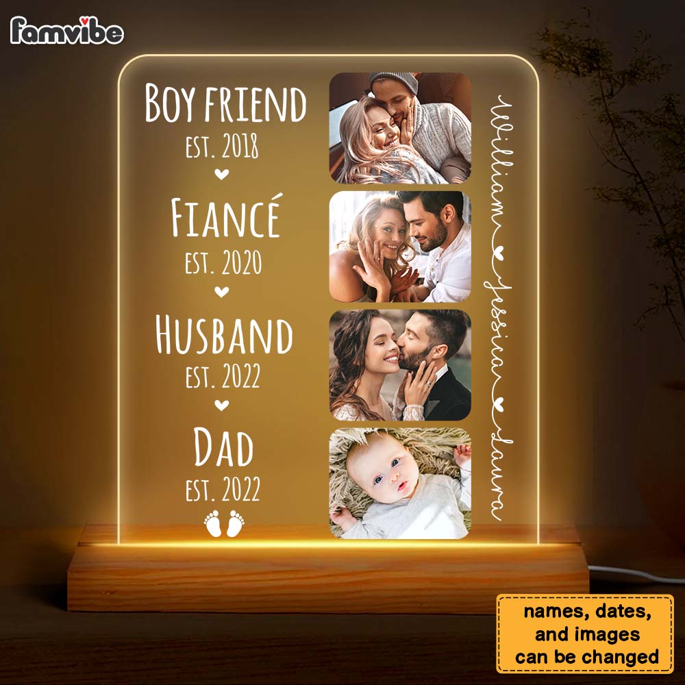 Personalized Boy Friend Fiancé Husband Daddy Custom Photo Plaque LED Lamp Night Light 25246 Primary Mockup