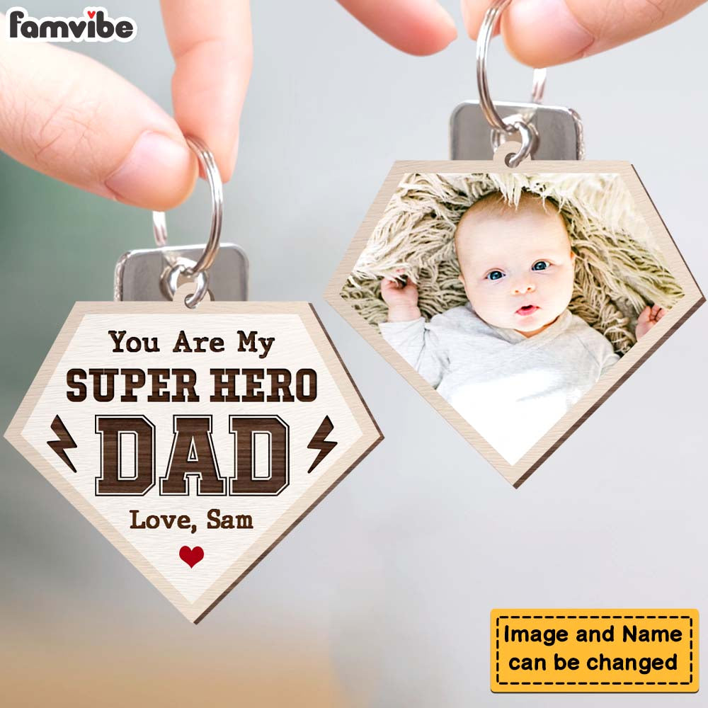 Personalized Gift For Dad Photo Wood Keychain 25305 Primary Mockup