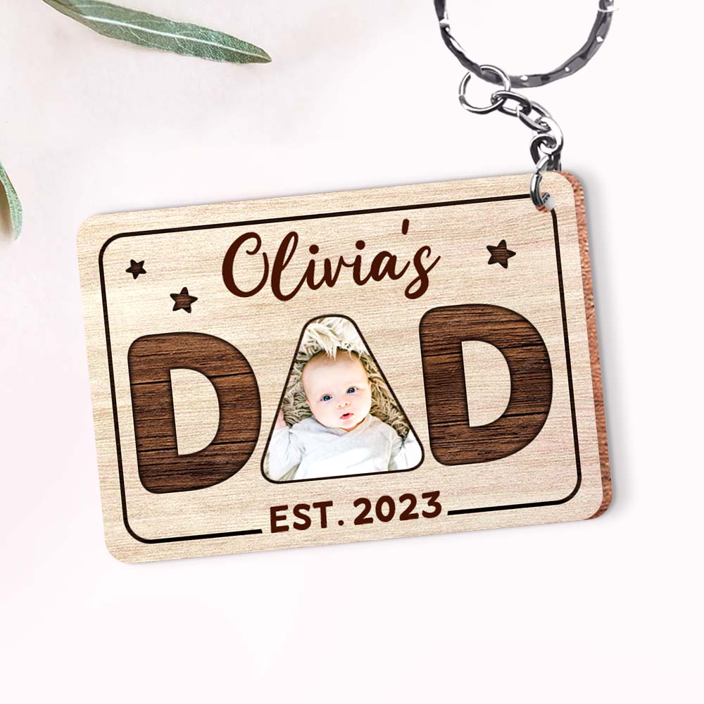 Personalized Gift For Dad Photo Wood Keychain 25331 Primary Mockup